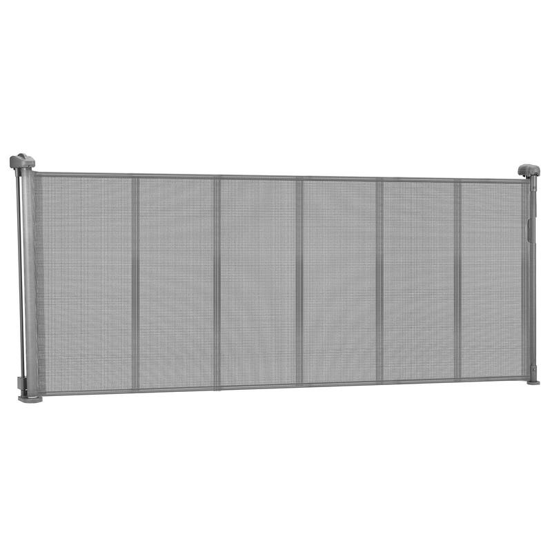 Retractable Baby Gate with Secure Mesh Design and One-Handed Operate Adjustable for Various Spaces - 71 Inch - Grey