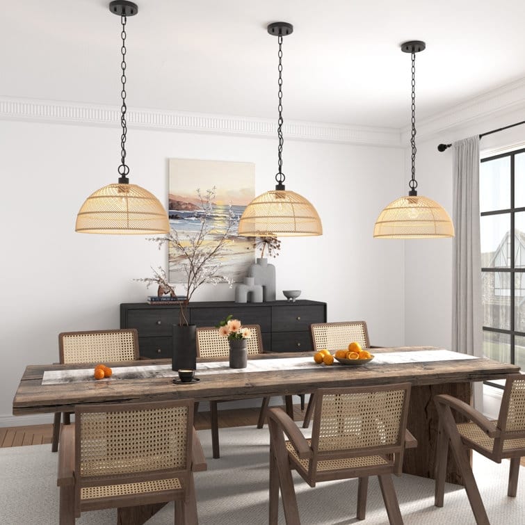 Acroma 1 - Light Hand-Woven Rattan Dome Pendant Light - 1-light