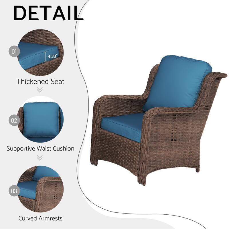 GDFStudio - Celeste 5-Piece Outdoor Rattan Sectional Seating Set with Cushions for Patio and Garden Comfort