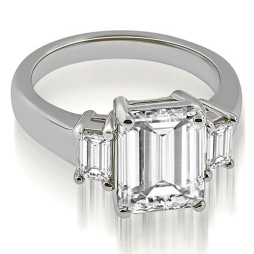 1.50 cttw. 14K White Gold Three-Stone Emerald Cut Diamond Engagement Ring