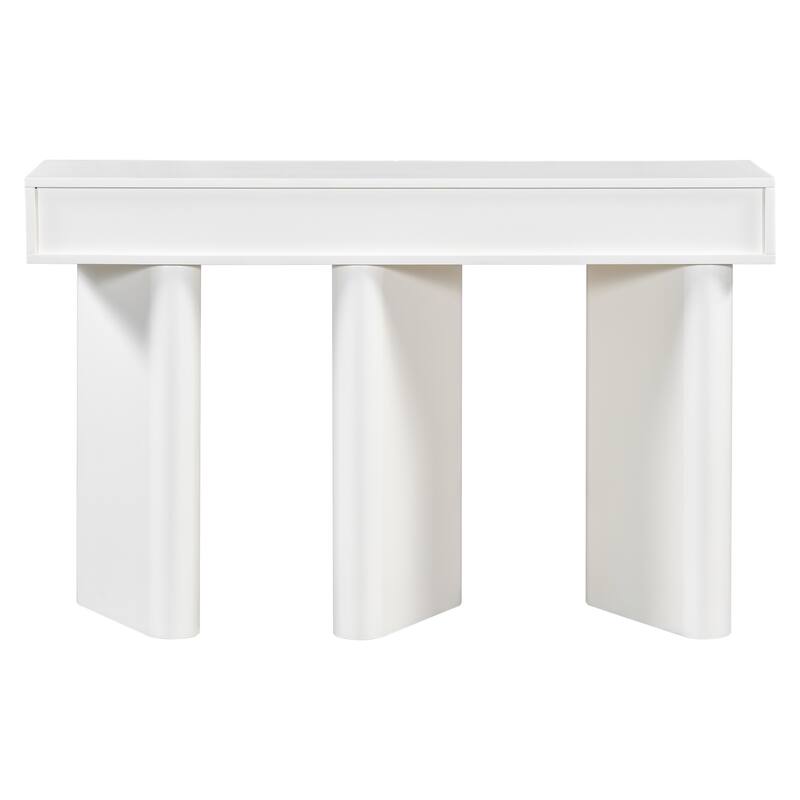 47.6" Modern Painted Entryway Table, Narrow Sofa Table with 2 Curved Drawers, Hallway Table with Geometric Legs