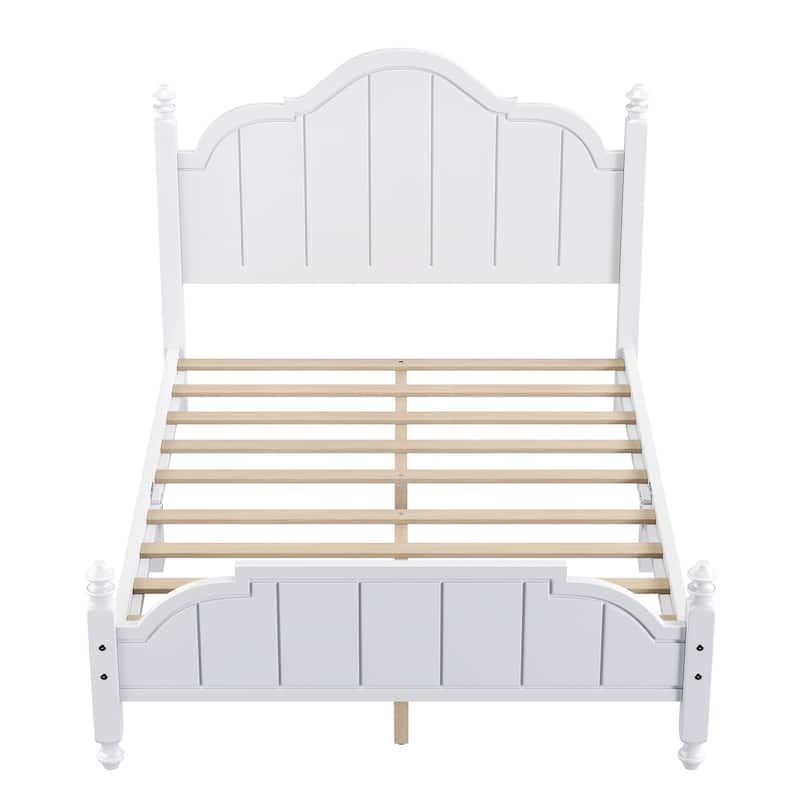 Full Size Wooden Platform Bed with Headboard Slats Support and No Box Spring Required