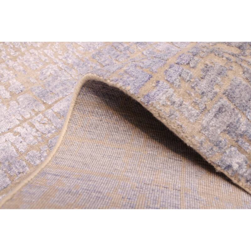 ECARPETGALLERY Hand-knotted Legacy Slate Blue Silk, Wool Rug - 2'7 x 12'3