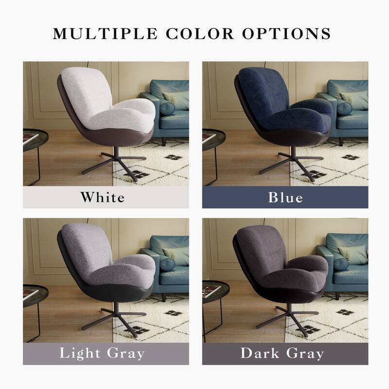 Modern Chenille 360° Swivel Office Chair with Metal Base Frame