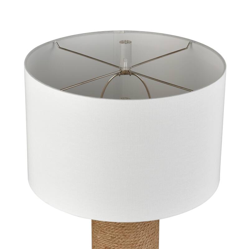 Elk Home Sherman Natural With White Linen Drum Shade Table Lamp