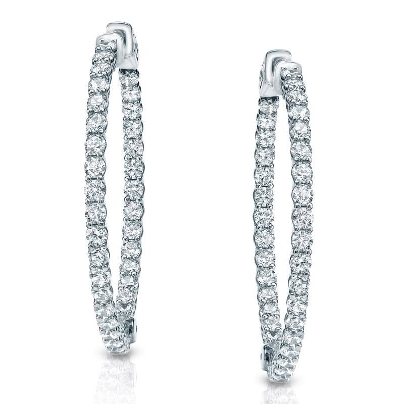 Auriya 14k Gold 4 3/4ctw Medium Diamond Hoop Earrings-36 mm (1.41-inch) (H-I or J-K, SI1-SI2 or I1-I2)