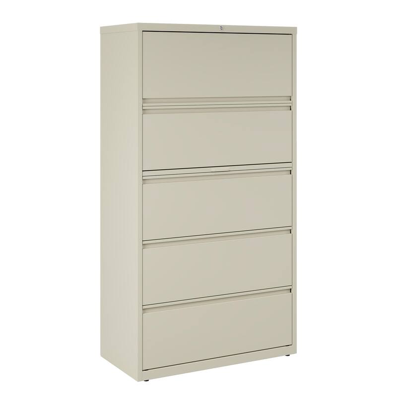 Hirsh 36-in Wide HL10000 Series 5 Drawer Lateral File Cabinet with Posting Shelf and Roll-Out Binder Storage, White