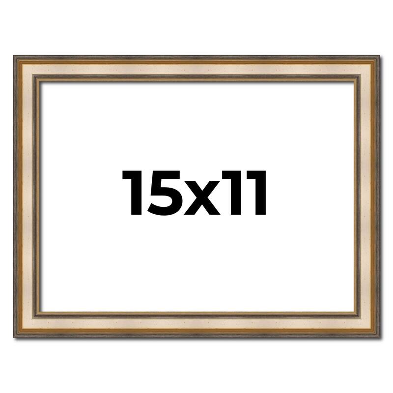 15x11 Frame Gold Solid Wood Shadow Box Width 1.5 Inches | Interior Frame Depth 2 3/8 Inches