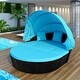 preview thumbnail 4 of 12, Outdoor Rattan Daybed with retractable canopy Blue