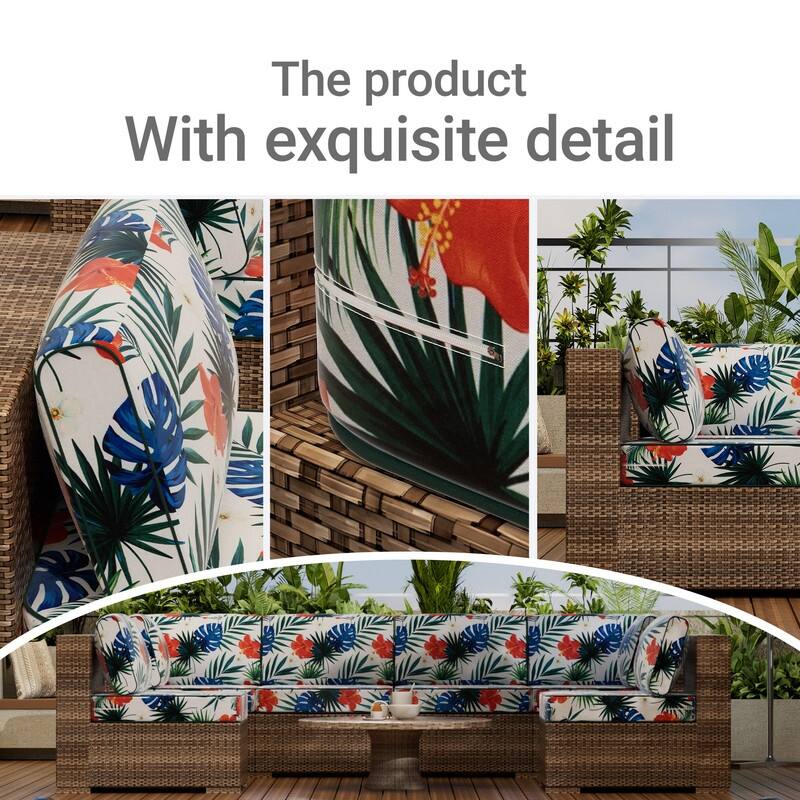 14-Piece Patio Furniture Sofa Cushions, 6-Seater Outdoor Cushion Set (Only Include Cusions，Not Sofa） - 25.6*25.6*4in