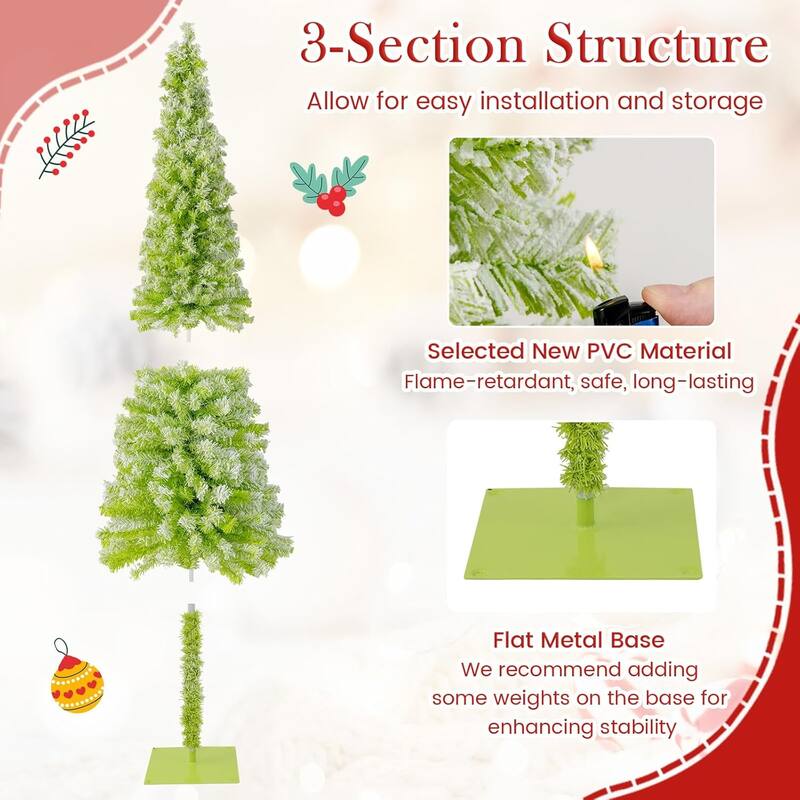 5/6/7 FT Pre-lit Whimsical Christmas Tree Flocked Bendable Tree