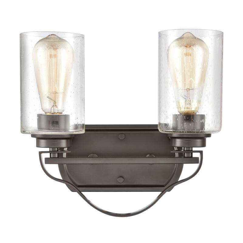 Market Square 12-inch Wide 2-Light Vanity Light in Brushed Nickel - 12 - Oil Rubbed Bronze