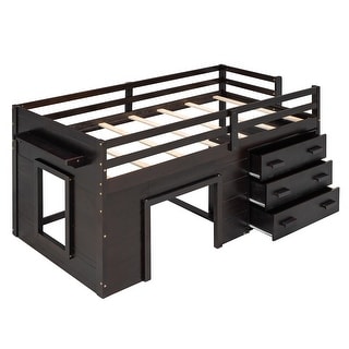 Twin Loft Bed with Drawers and Stairs - Space-Saving and Functional for Kids