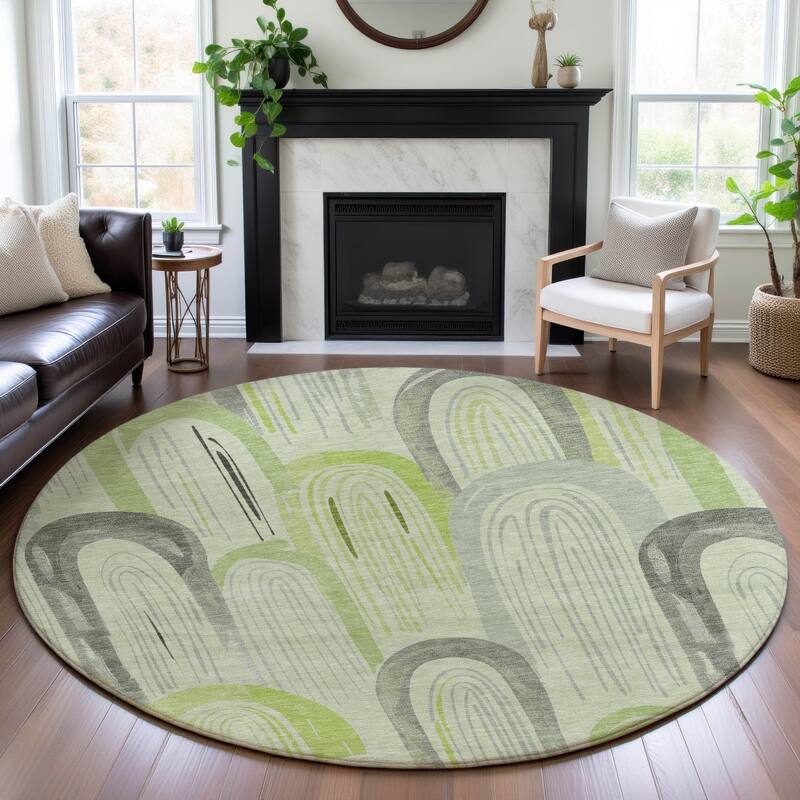 Premium Washable Super Soft Contemporary Imprints Mayfield Rug - Aloe - 8' x 8'