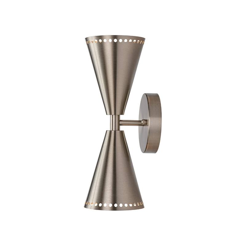 2-Light Mid-century Dual Cone Hourglass Up Down Wall Sconce