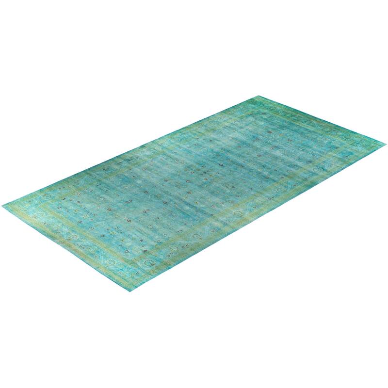 Overdyed, One-of-a-Kind Hand-Knotted Area Rug - Green - 10' 3" x 20' 4"