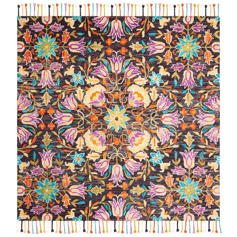 SAFAVIEH Handmade Aspen Chien Boho Tribal Wool Rug - 7' Square - Black/Purple
