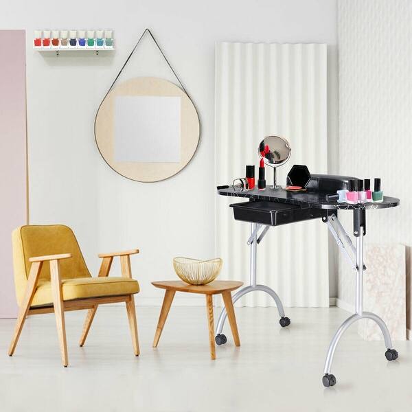 Costway Black Manicure Nail Table Portable Station Desk Spa Beauty Overstock 18264642