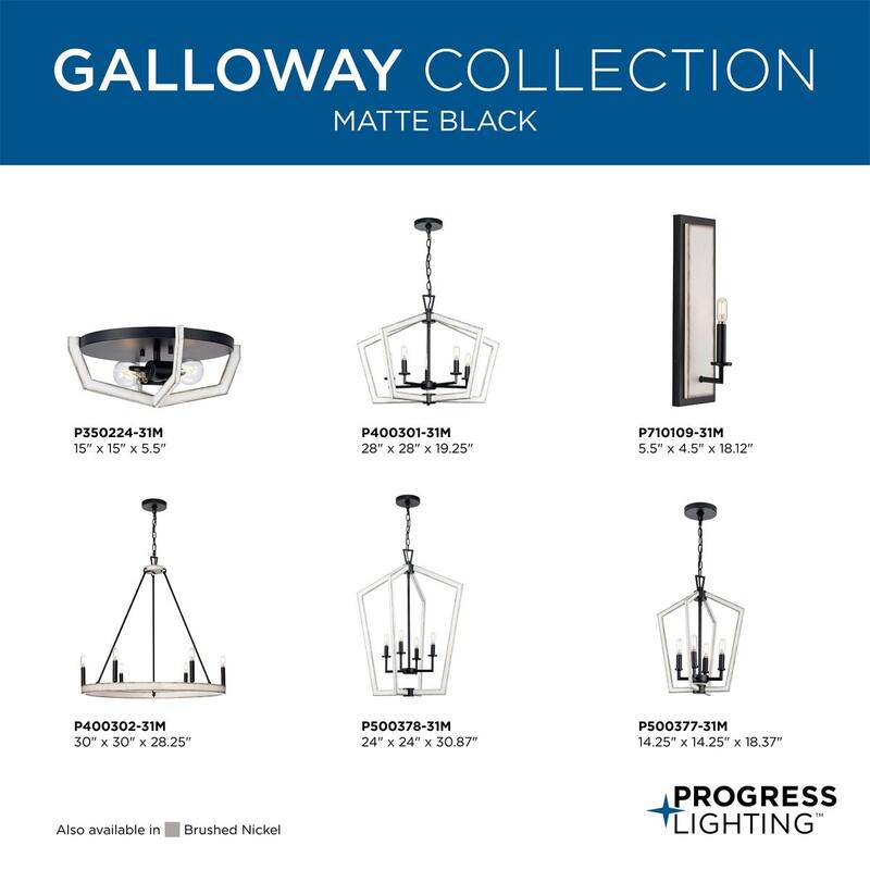 Galloway Collection 2-Light 15 in. Matte Black Modern Farmhouse Flush Mount Light - Medium