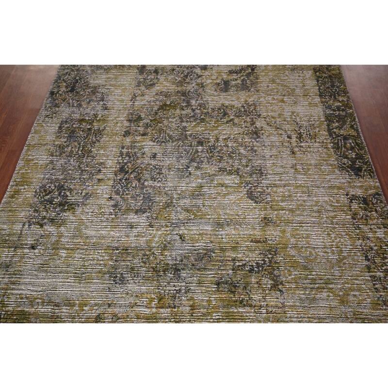Abstract Indian Area Rug Hand-Knotted Wool Carpet - 5'0"x 7'11"