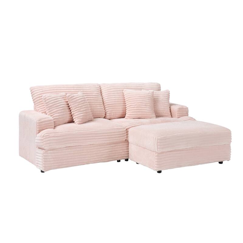 41.34-inch Pink Corduroy Sofa with Comfortable Memory Sponge and Easy Assembly