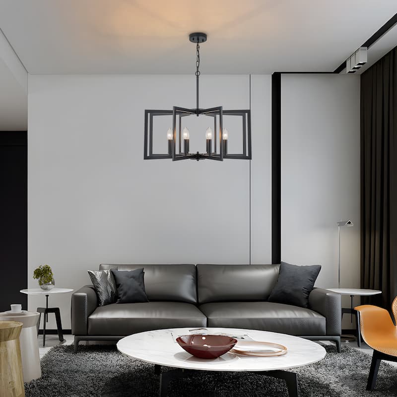 Starsky 6-Light 21in. Modern Farmhouse Unique Ceiling Lights Geometric Lantern Chandelier