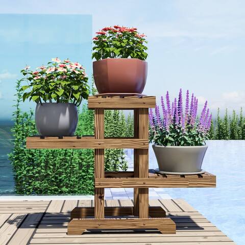 Patio Festival Outdoor Zigzag Pallet Plant Stand