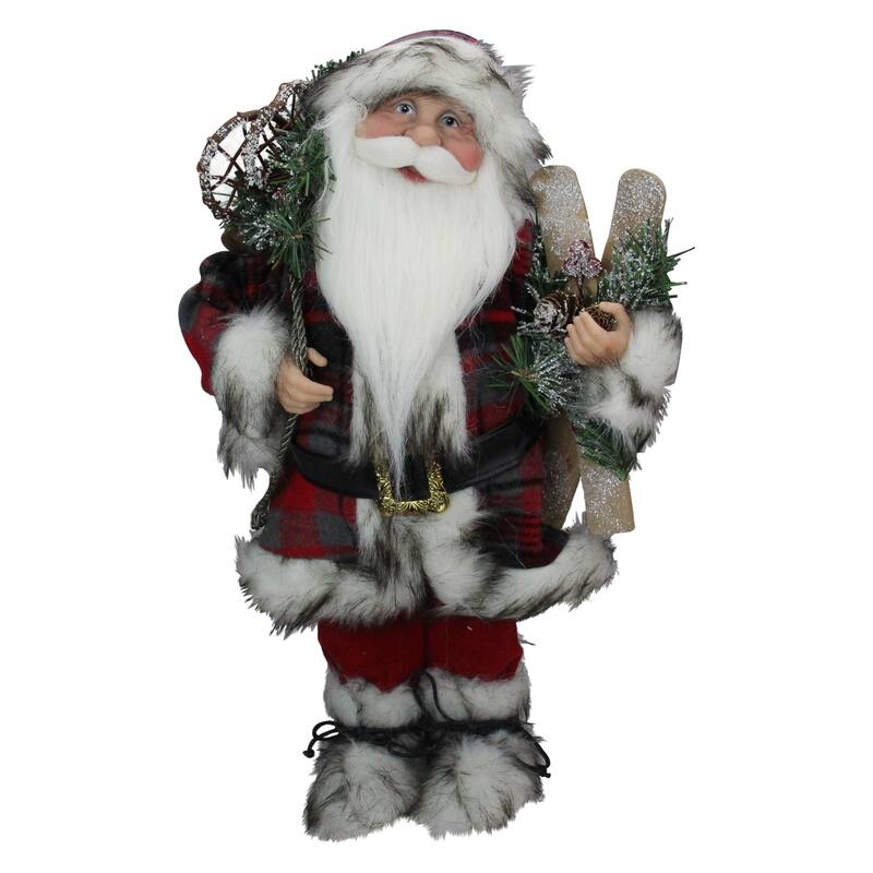 16" Alpine Chic Santa Claus with Snowshoes Skis Christmas Figure