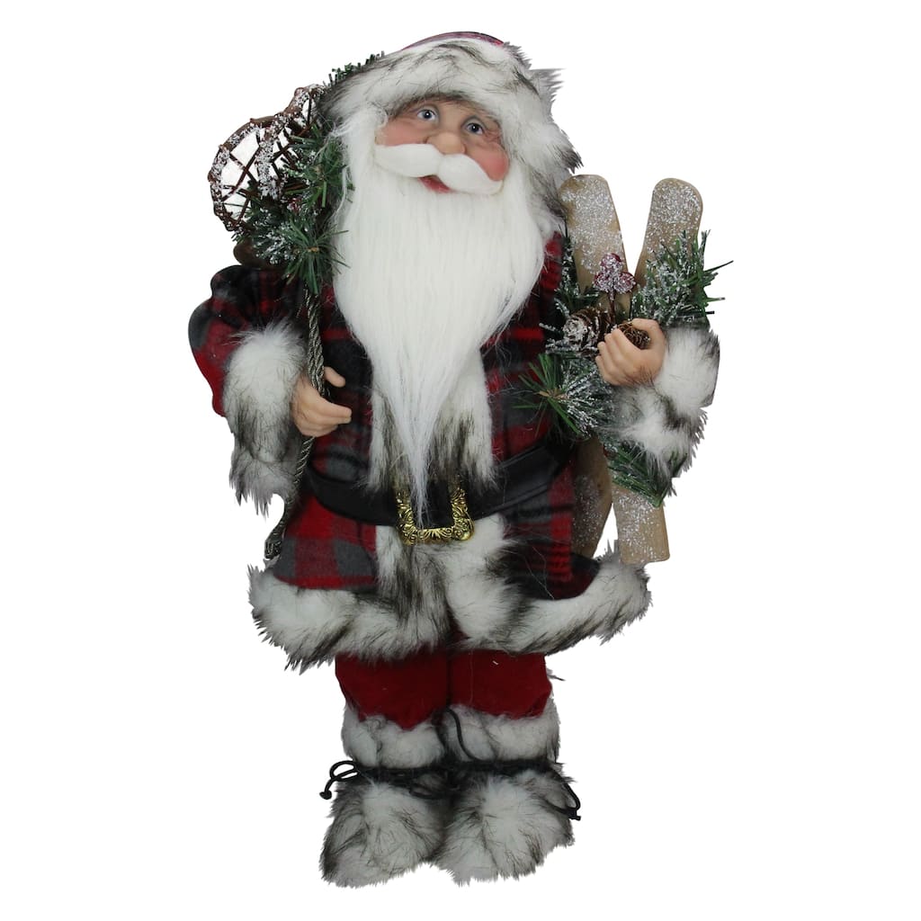 16" Alpine Chic Santa Claus with Snowshoes Skis Christmas Figure