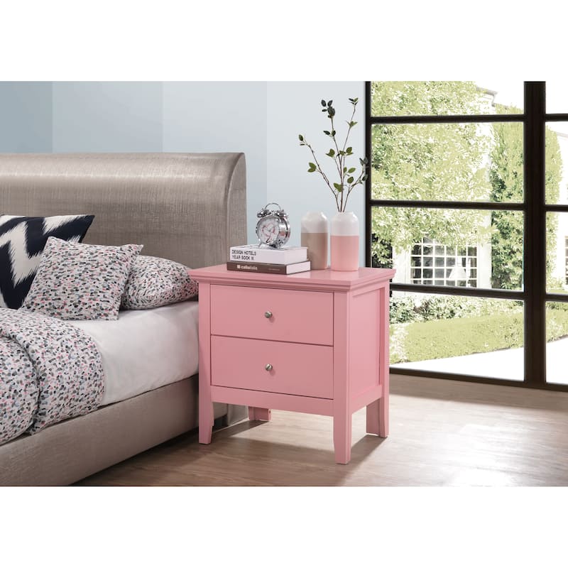 Modern 24-in Double-Drawer Nightstand with Metal Knob