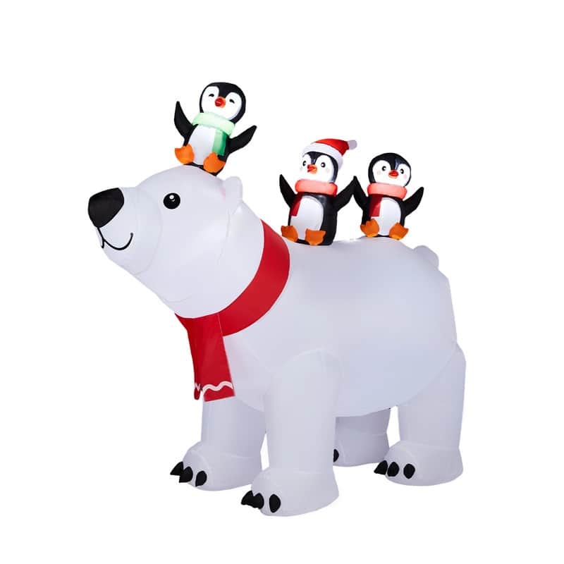 5FT Lighted Polar Bear and Penguis Christmas Inflatable Decoration