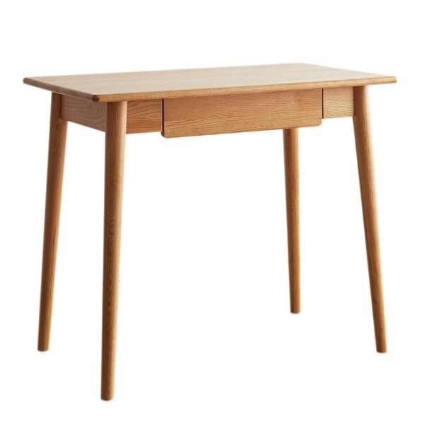 Solid Wood Natural Wood Computer Desk with Drawer - Bed Bath