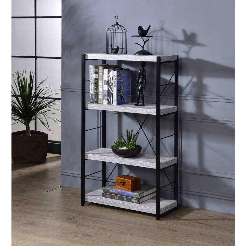 Bookshelf Antique White Ash Black Modern Storage Unit Home Office Shelves - 24