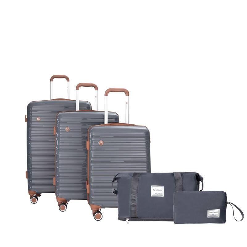 5-Piece Set (20"24"28 +a travel bag and a toiletry bag) ,PP Hardshell Carry on Luggage Set