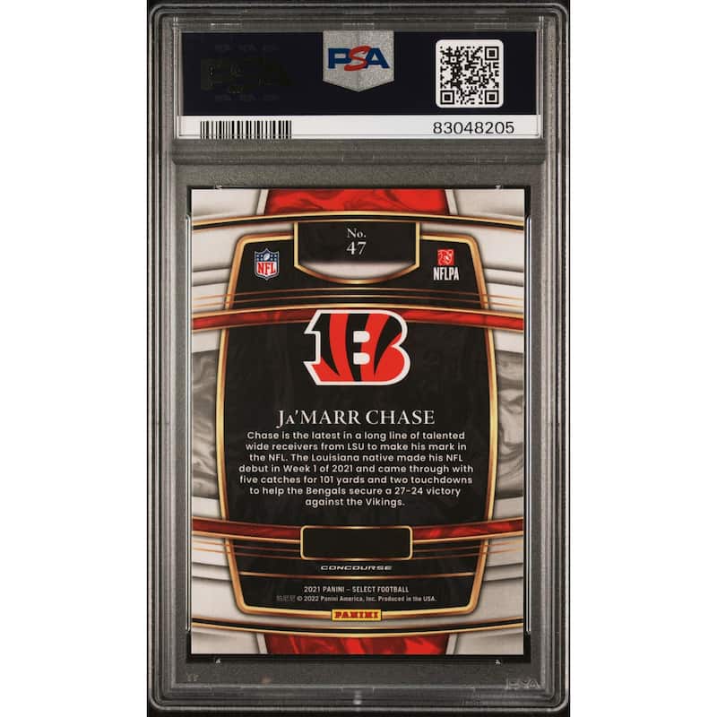 Ja'Marr Chase 2021 Panini Select Football Rookie Card #47 Graded PSA 10 - 8'6" x 11'6"