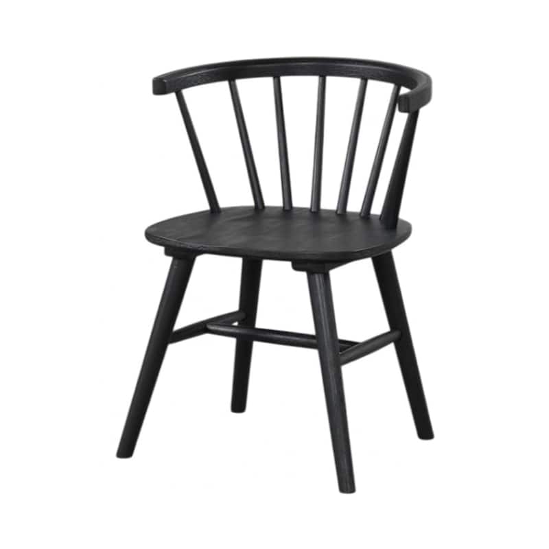 Yely Side Dining Chair Set of 2, Spindle Back, Shaker Legs, Black Rubberwood