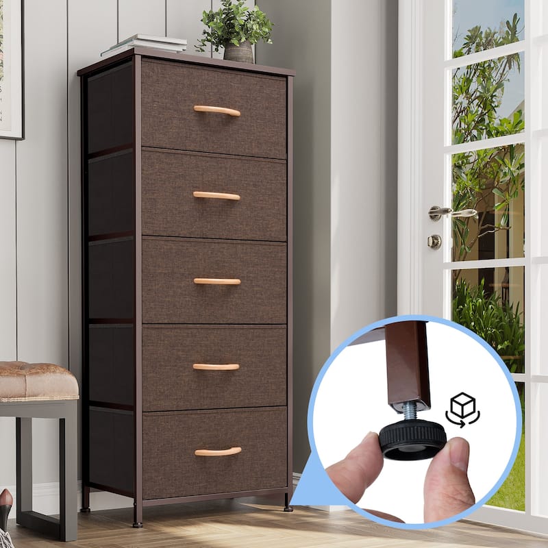 Home Bedroom Furniture 5-drawer Chest Vertical Storage Tower - Fabric Dresser
