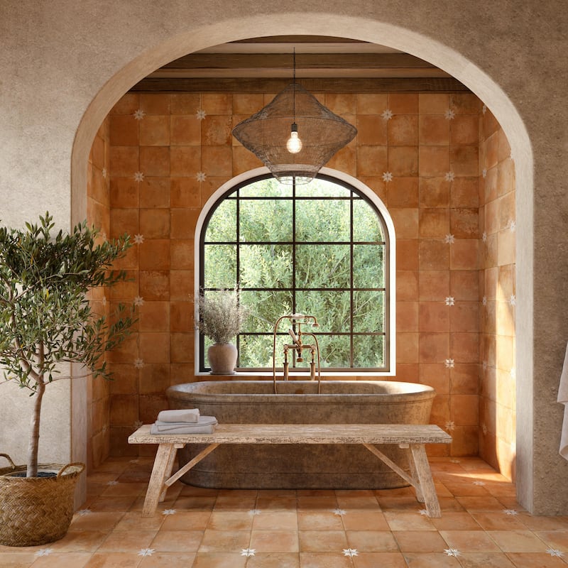 Merola Tile Kings Nonna with White Star 17-7/8" x 17-7/8" Porcelain Floor and Wall Tile - Case (5 Tiles)