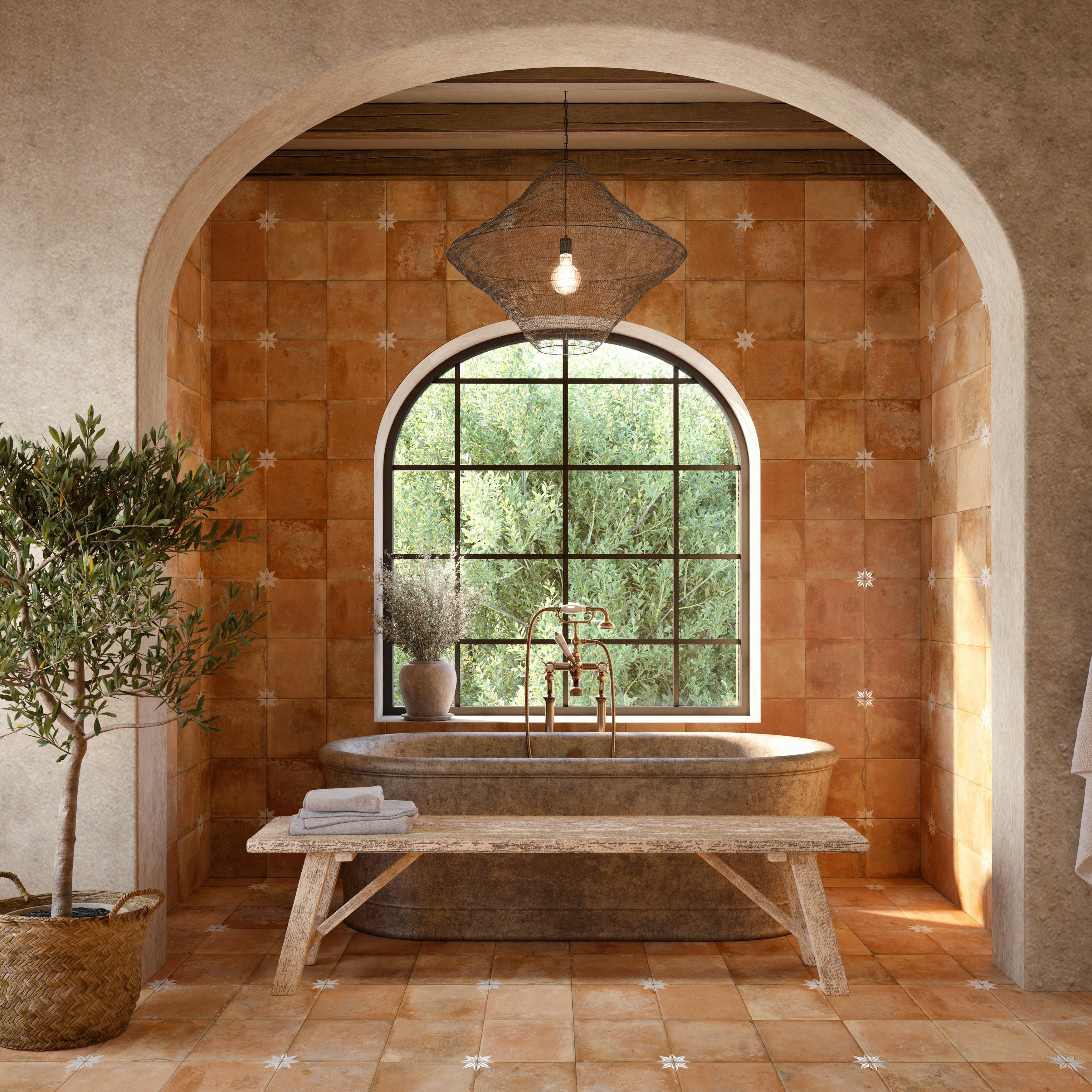 Merola Tile Kings Nonna with White Star 17-7/8" x 17-7/8" Porcelain Floor and Wall Tile