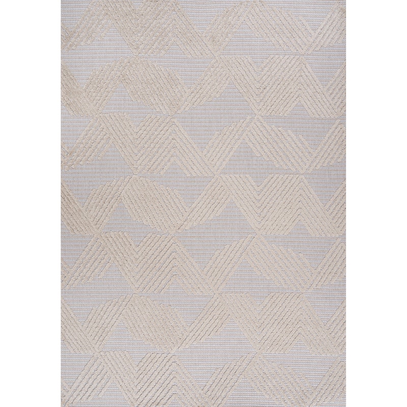 JONATHAN Y Sumak High-Low Pile Art Deco Geometric Indoor/Outdoor Area Rug - 5 X 8 - Beige