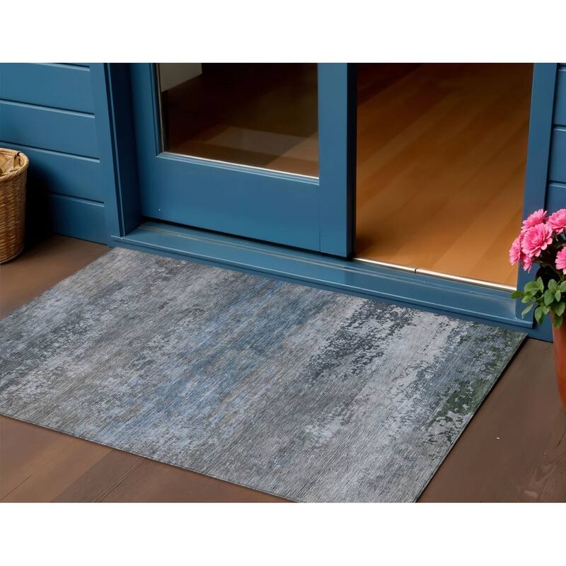 HomeRoots Abstract Transitional Rectangle Outdoor Rug - 3' x 5'