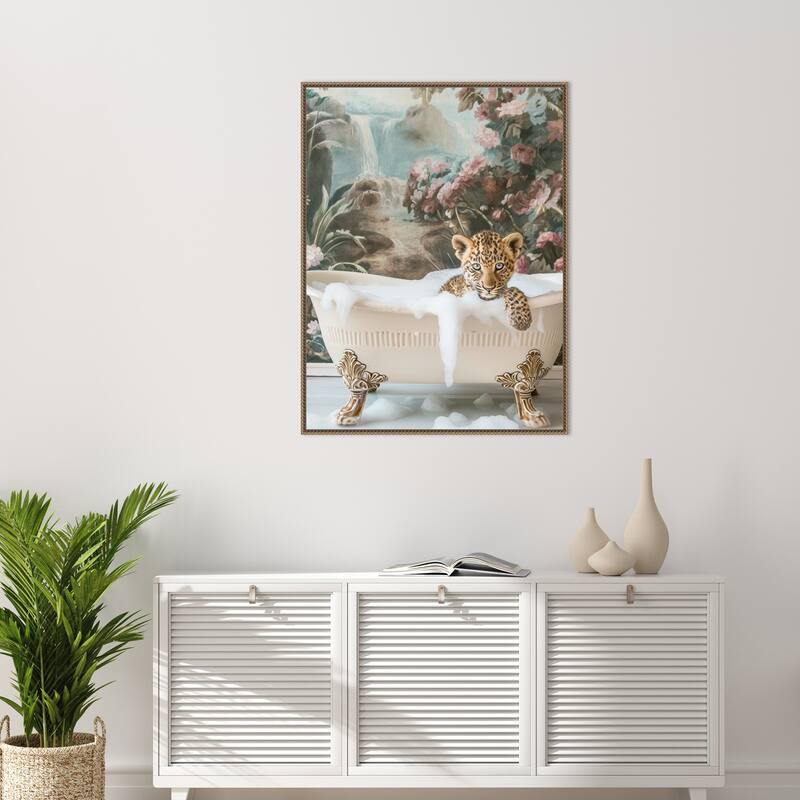 Leopard Spa Retreat by Niky Rahner Framed Canvas Wall Art