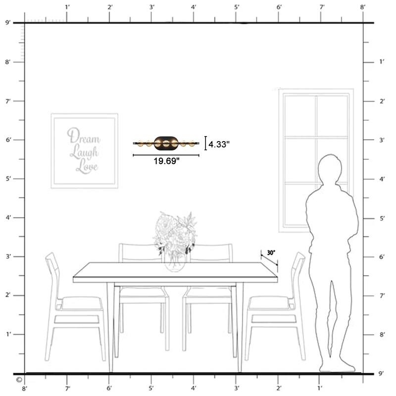 7-Light Modern Black Linear LED Vanity Light Clear Globe Glass Shades