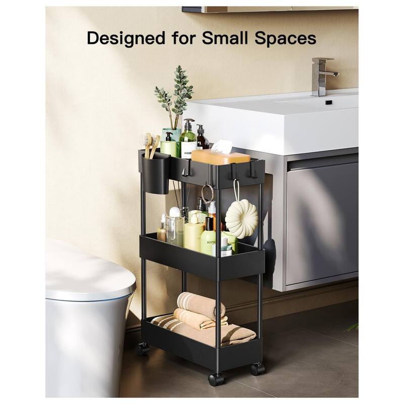 Slim Storage Cart with Wheels - 7.1 x 15.8 x 26.4 inches