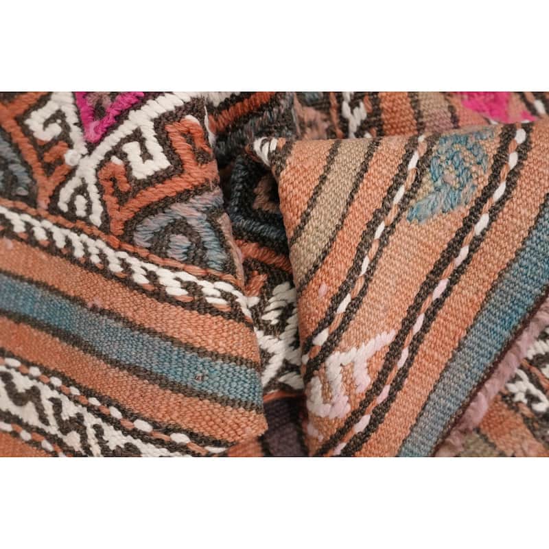Hand Woven Oriental 100% Wool Carpet Southwestern Tribal Multi-Colored Kilim Area Rug - 6' 10'' X 5' 0''