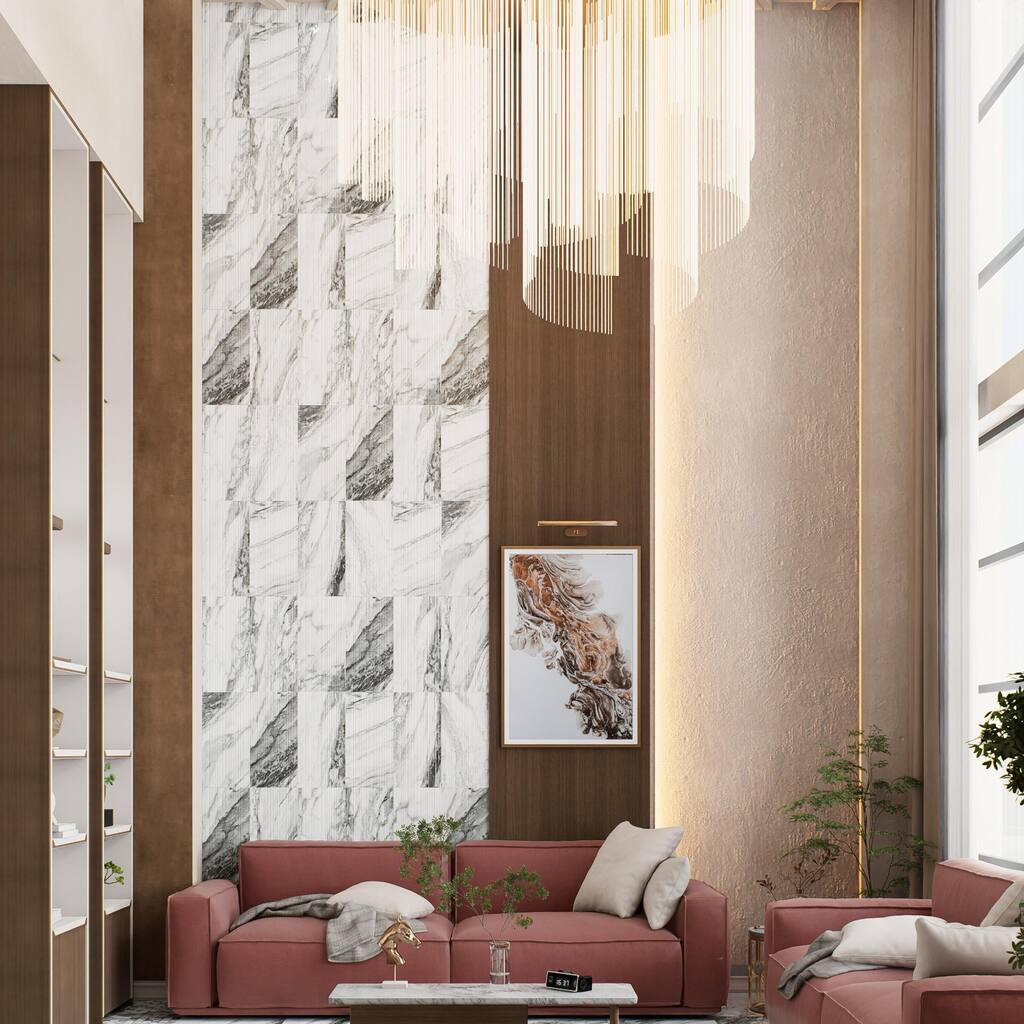 Merola Tile Touche Pleated Deco Zebre 11-3/4" x 23-1/2" Porcelain Floor and Wall Tile