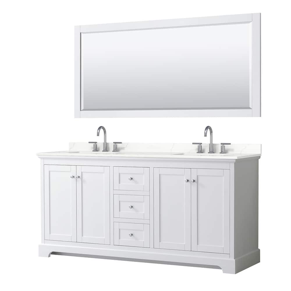Avery 72-inch Double Vanity, Quartz Top, 70-inch Mirror