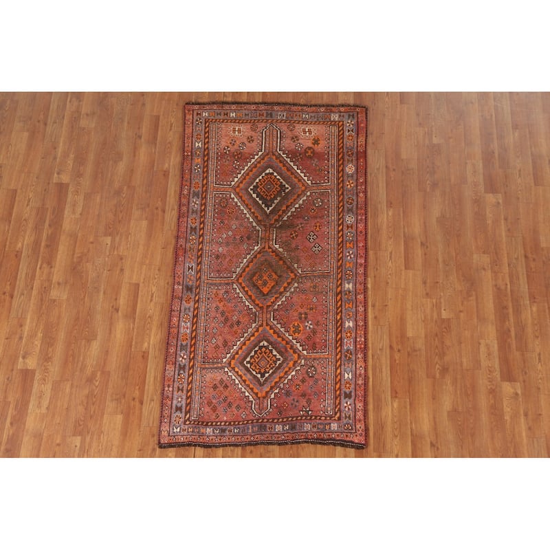 Pre-1900 Antique Qashqai Persian Rug Handmade Wool Carpet - 3'1"x 6'0"