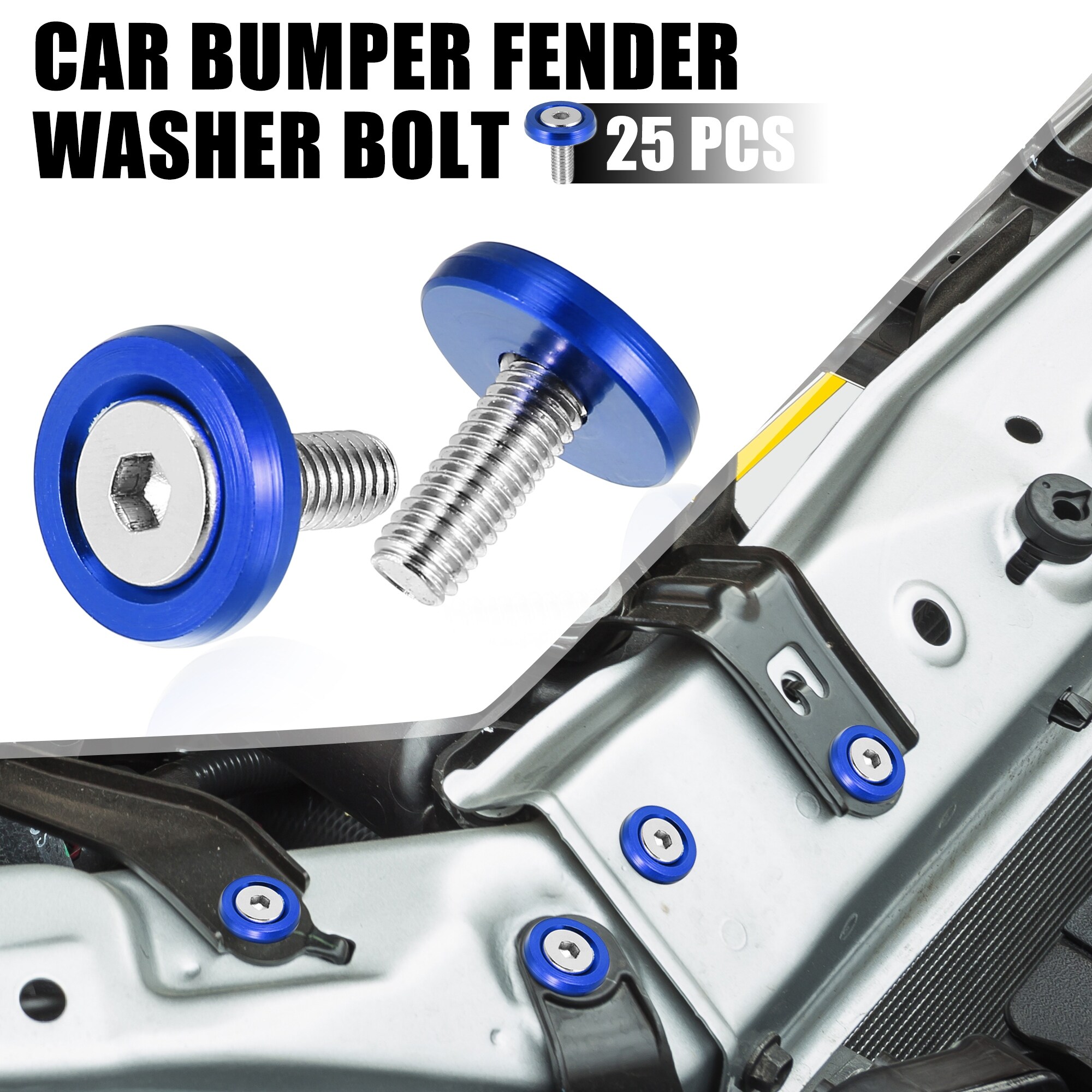 Car Bumper Fender Washer Bolt M6x20mm Engine Bay Dress Up Kit Stainless Steel (Set of 25) - 0.79"x0.43"