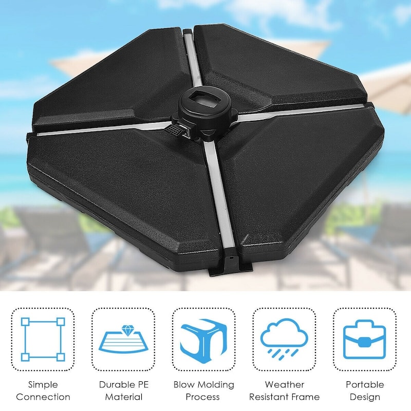 4 Pcs 195 lbs Patio Cantilever Offset Umbrella Base Weight Sand (Only Base) - 33" x 33" x 3.5"(L x W x H)